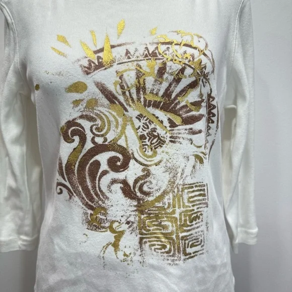 Chico’s 3 Piece Outfit Cropped Pants Cotton 3/4 Tee & Zip Front Jacket Size 1/M - Picture 12 of 15